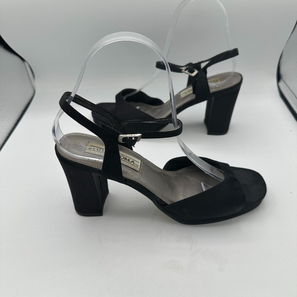 Studio Roma Black Open Toe Heels Women's 7.5